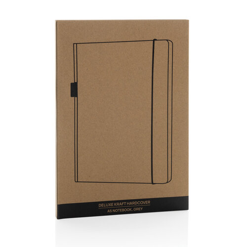 A5 FSC deluxe hardcover notitieboek P774.34 met pennenlus, opbergvak en 160 crèmekleurige gelinieerde pagina's