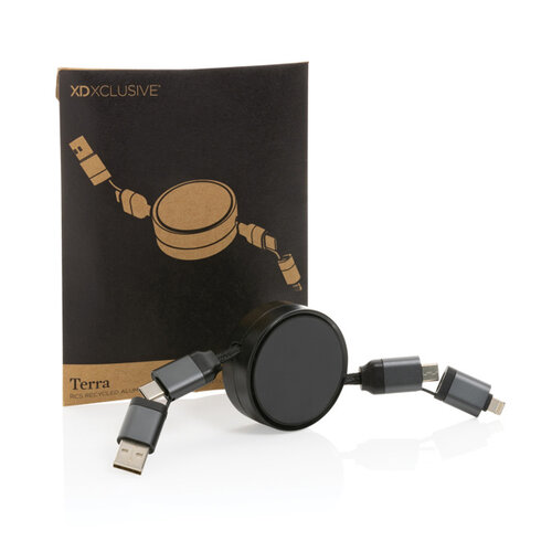 6-in-1-kabel Terra RCS gerecycled aluminium uitrekbaar