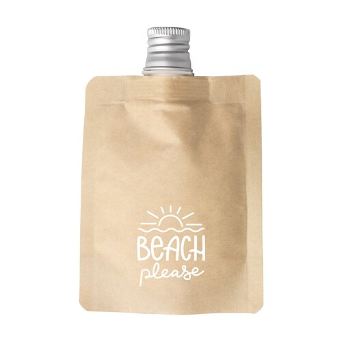 SunKraft zonnebrandlotion factor 30 in kraft zakje met aluminium dop – compact en duurzaam relatiegeschenk voor buitengebruik