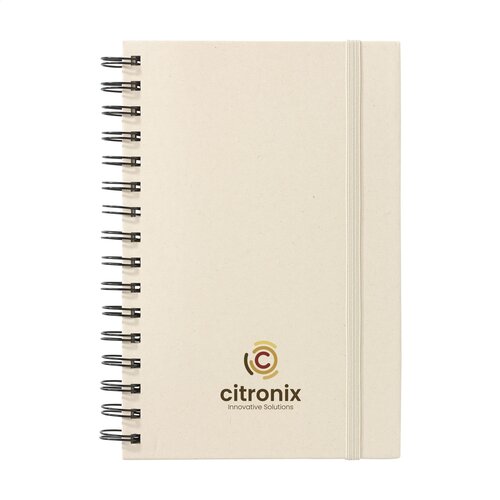 Sugarcane Bagasse Spiral Notebook A5 – 3497, duurzaam relatiegeschenk van FSC Mix-papier en suikerrietafval met hardcover, 80 gelinieerde vellen en wire-o-binding