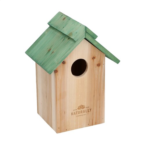 Bird Lodge vogelhuisje - 2809, houten nestkastje met groen dak voor kleine tuinvogels