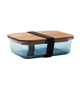 DéBlé glazen lunchbox 800 ml MO2750 met FSC® acaciahouten deksel bedrukt met logo