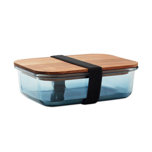 DéBlé glazen lunchbox 800 ml MO2750 met FSC® acaciahouten deksel bedrukt met logo