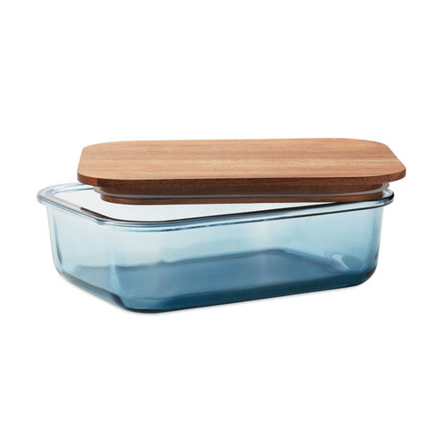 DéBlé glazen lunchbox 800 ml MO2750 met FSC® acaciahouten deksel bedrukt met logo
