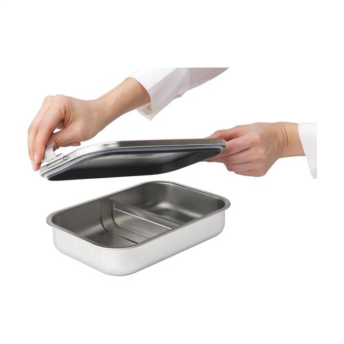 Brabantia Make & Take Bento Lunchbox 2 Liter - 2953.01, RVS lunchbox met uitneembare verdeler en luchtdichte sluiting