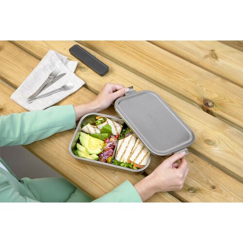Brabantia Make & Take Bento Lunchbox 2 Liter - 2953.01, RVS lunchbox met uitneembare verdeler en luchtdichte sluiting