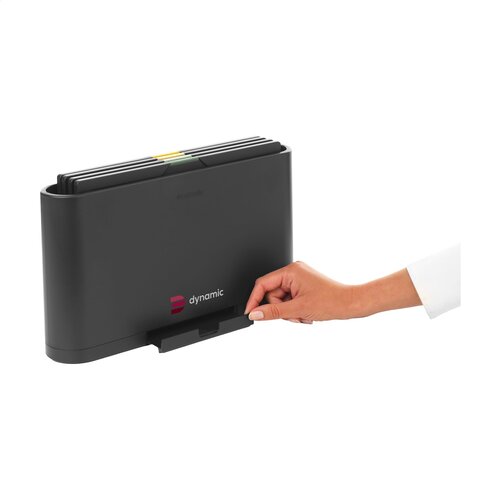 Brabantia Tasty+ Set Snijplanken - 2969.92, kunststof snijplankenset met 4 kleurgecodeerde planken en houder met tablethouder