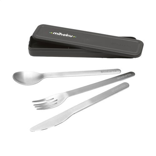 Brabantia Make & Take Bestekset - 2967.01, herbruikbare RVS bestekset met mes, vork en lepel in compact kunststof doosje