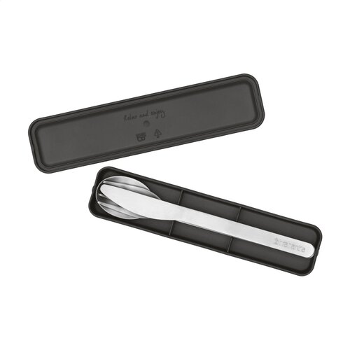 Brabantia Make & Take Bestekset - 2967.01, herbruikbare RVS bestekset met mes, vork en lepel in compact kunststof doosje