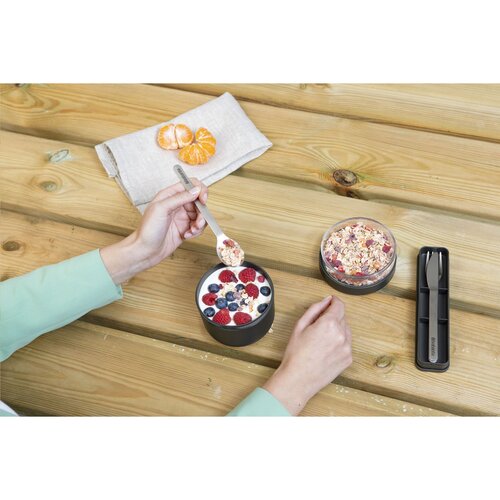 Brabantia Make & Take Bestekset - 2967.01, herbruikbare RVS bestekset met mes, vork en lepel in compact kunststof doosje