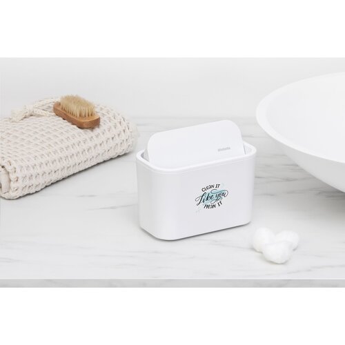 Brabantia Mindset Badkamer Afvalbakje - 2961.10, compact kunststof afvalbakje met afneembare klapdeksel