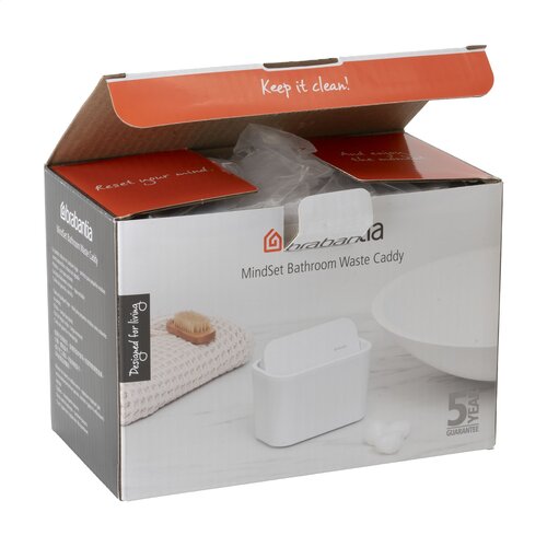 Brabantia Mindset Badkamer Afvalbakje - 2961.10, compact kunststof afvalbakje met afneembare klapdeksel