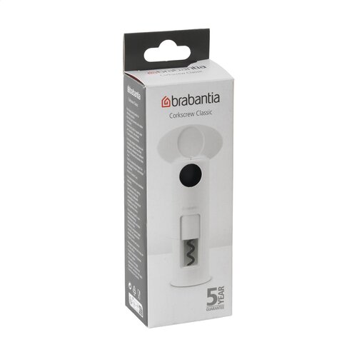 Brabantia Classic Kurkentrekker - 2958.98, kunststof kurkentrekker met draaigreep, capsulesnijder en non-stick spiraal