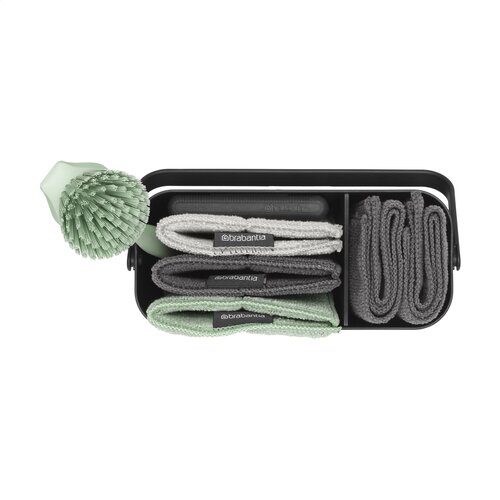 Brabantia SinkSide Organiser Schoonmaakset - 2981.92, complete kunststof organiser met schoonmaakdoekjes, borstel en schraper