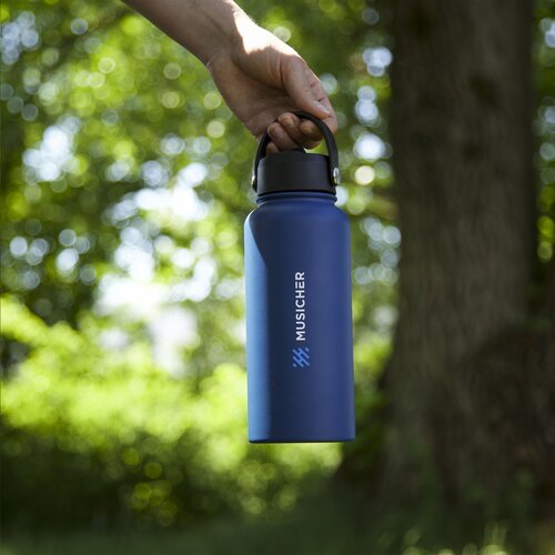 DéBlé Eddy RCS Recycled Steel Bottle 900 ml – Dubbelwandig RVS & Draagring bedrukken met logo