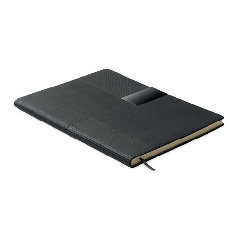 DéBlé A5 PU notitieboek met metalen detail MO2645 bedrukt met logo