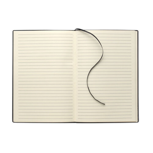 A5 PU Notitieboek – MO2645, stijlvol relatiegeschenk met zachte PU-kaft, metalen detail en 160 gelinieerde pagina’s van gerecycled papier