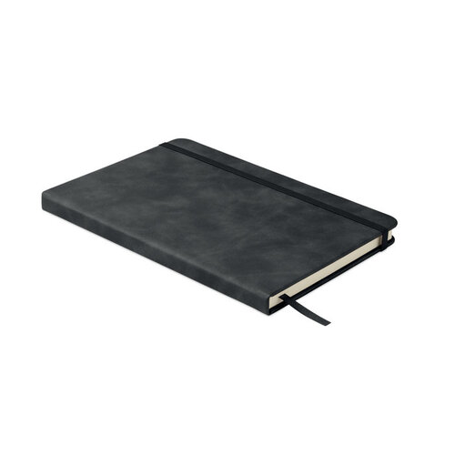 A5 Notitieboek Smokey PU – MO2664, stijlvol relatiegeschenk met luxe PU cover van gerecycled materiaal en 160 gelinieerde pagina’s van gerecycled papier