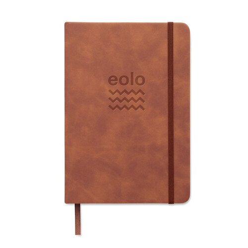 A5 Notitieboek Smokey PU – MO2664, stijlvol relatiegeschenk met luxe PU cover van gerecycled materiaal en 160 gelinieerde pagina’s van gerecycled papier