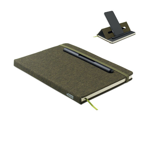 DeBle A5 RPET notitieboek MO2687 met telefoonhouder bedrukken met logo