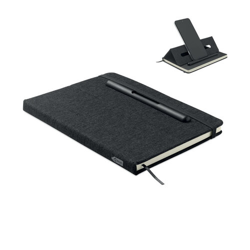 DeBle A5 RPET notitieboek MO2687 met telefoonhouder bedrukken met logo