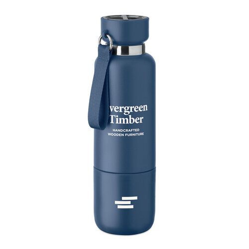 DeBle dubbelwandige thermosfles 500 ml van gerecycled RVS met logo, duurzame herbruikbare isolerende drinkfles