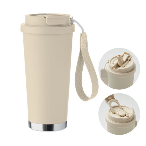 Dubbelwandige beker 500 ml RVS met deksel MO2662
