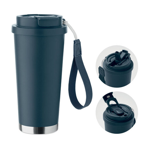 Dubbelwandige beker 500 ml RVS met deksel MO2662