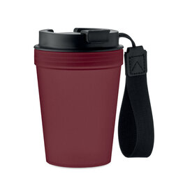 Enkelwandige PP-beker 300 ml MO2670 met RPET polyester gripband en logo