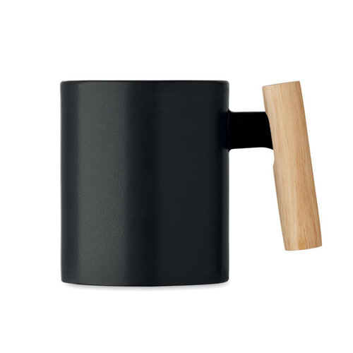 Keramische mok met houten handvat 320 ml met logo bedrukken DeBle