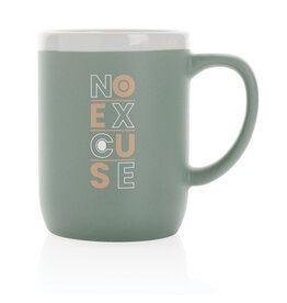 Keramische mok 300 ml P434.09 met witte rand en logo bedrukken DeBle
