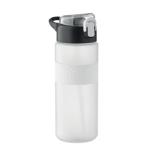 DeBle RPET drinkfles 700 ml van gerecycled PET met logo, duurzame herbruikbare waterfles met rietje