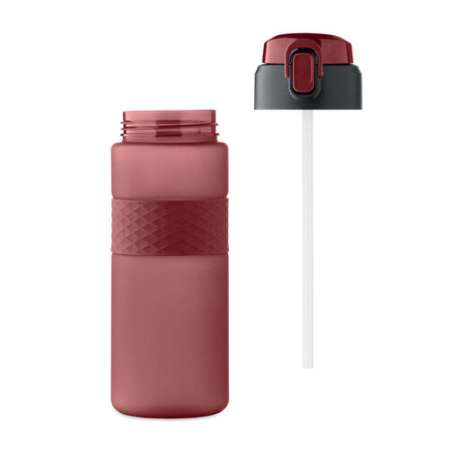 DeBle RPET drinkfles 700 ml van gerecycled PET met logo, duurzame herbruikbare waterfles met rietje