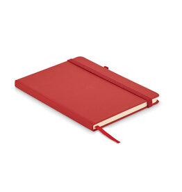 Arpu A5 notitieboek MO6835 met kaft van gerecycled PU, 192 gelinieerde gerecyclede pagina’s, elastische sluitband, leeslint en penhouder