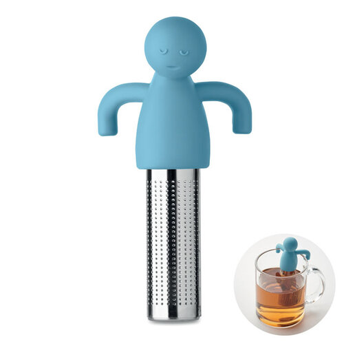 Grappige thee-infuser MO2604 van siliconen en roestvrij staal in de vorm van een mannetje