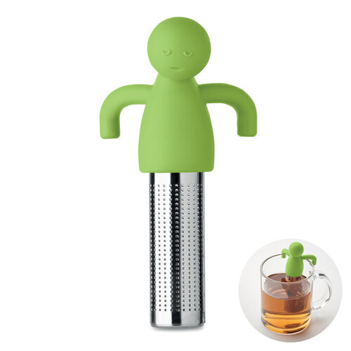 Grappige thee-infuser MO2604 van siliconen en roestvrij staal in de vorm van een mannetje