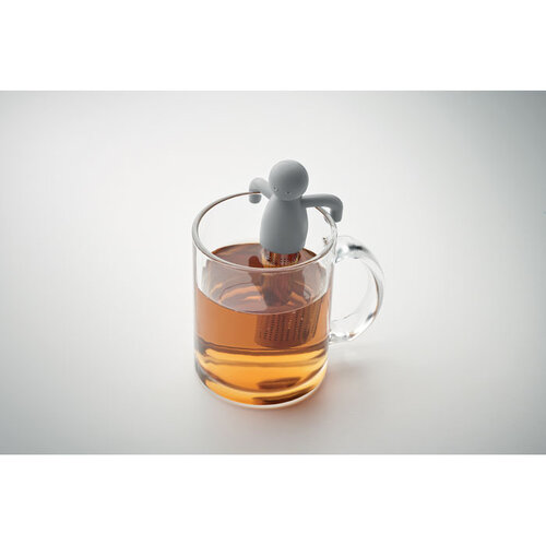 Grappige thee-infuser MO2604 van siliconen en roestvrij staal in de vorm van een mannetje