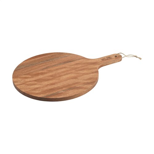Wooosh Convivio, 262792, serveerplank graveren, acaciahouten serveerplank, ronde borrelplank, shared dining plank, FSC acaciahout, Wooosh relatiegeschenk, culinair relatiegeschenk