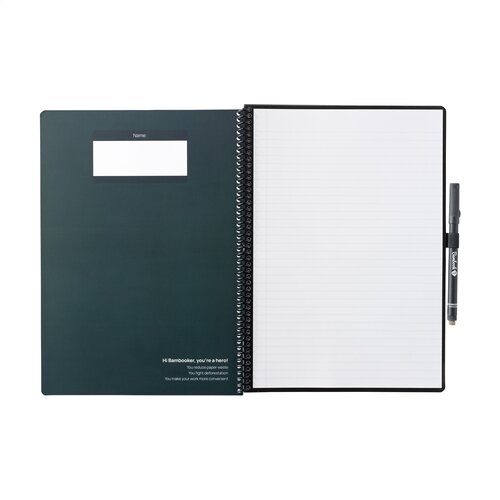 Bambook Classic Original Notebook A4 3068 uitwisbaar notitieboek met FSC-kartonnen cover, 40 whiteboardpagina’s, wiro-binding en marker