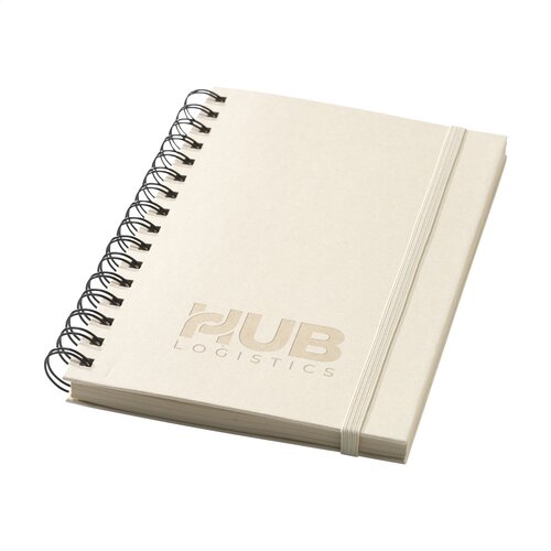Sugarcane Bagasse Spiral Notebook A5 – 3497, duurzaam relatiegeschenk van FSC Mix-papier en suikerrietafval met hardcover, 80 gelinieerde vellen en wire-o-binding