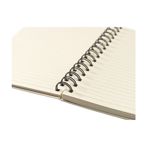Sugarcane Bagasse Spiral Notebook A5 – 3497, duurzaam relatiegeschenk van FSC Mix-papier en suikerrietafval met hardcover, 80 gelinieerde vellen en wire-o-binding