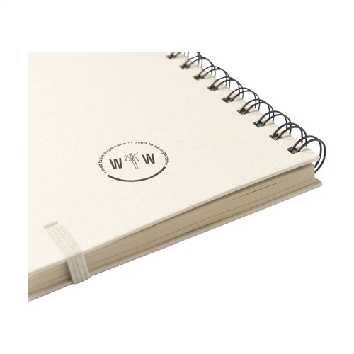 Sugarcane Bagasse Spiral Notebook A5 – 3497, duurzaam relatiegeschenk van FSC Mix-papier en suikerrietafval met hardcover, 80 gelinieerde vellen en wire-o-binding
