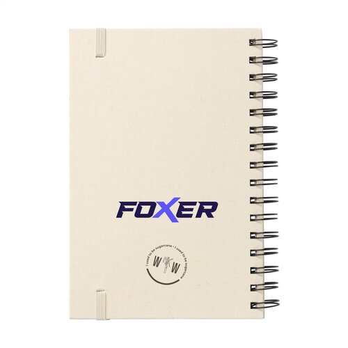Sugarcane Bagasse Spiral Notebook A5 – 3497, duurzaam relatiegeschenk van FSC Mix-papier en suikerrietafval met hardcover, 80 gelinieerde vellen en wire-o-binding