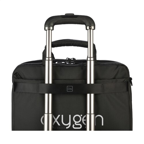 Tucano Player Laptopbag 15,6 inch met logo – DeBle duurzame laptopbag van gerecycled kunststof met organiser, laptopvak en Italiaanse afwerking voor bedrijven