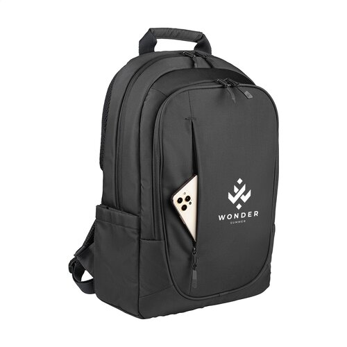 Tucano Bizip Backpack 15,6 inch met logo – DeBle duurzame laptoprugzak van gerecycled kunststof met organiser-vak, trolleyriem en laptopvak voor bedrijven