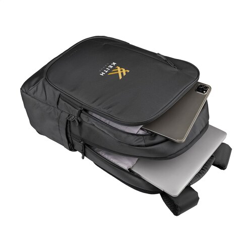 Tucano Bizip Backpack 15,6 inch met logo – DeBle duurzame laptoprugzak van gerecycled kunststof met organiser-vak, trolleyriem en laptopvak voor bedrijven