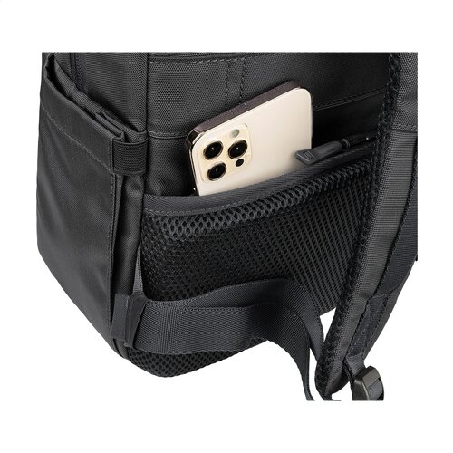 Tucano Bizip Backpack 15,6 inch met logo – DeBle duurzame laptoprugzak van gerecycled kunststof met organiser-vak, trolleyriem en laptopvak voor bedrijven