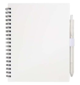 Niove notitieboek met zachte kaft en balpen – 106298, gemaakt van gerecycled PP plastic met 70 gestippelde vellen en duurzame pen met blauwe inkt