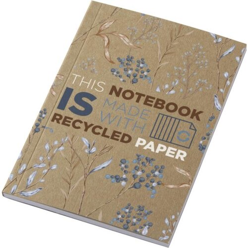 Novella Austen A6 gerecycled notitieboek – 21026706, compact notitieboek van gerecycled papier en kraftkarton met zachte cover en personaliseerbare full-colour bedrukking