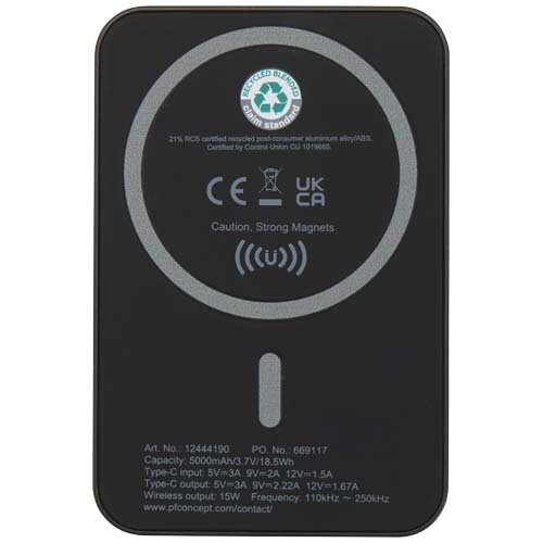 DeBle Acrab Magnetische Powerbank 5.000 mAh 124441 bedrukken met logo